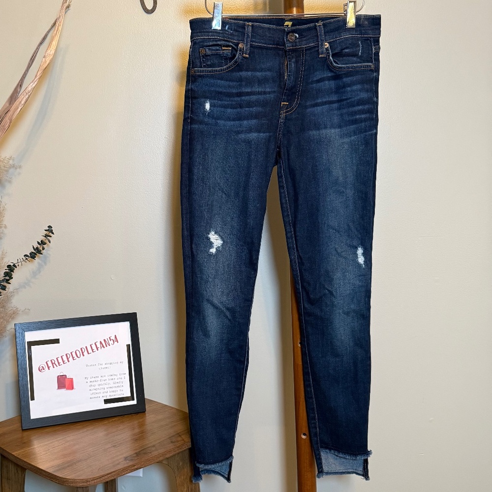7 for All Mankind Ankle Skinny with Step Hem and Destruction - 26